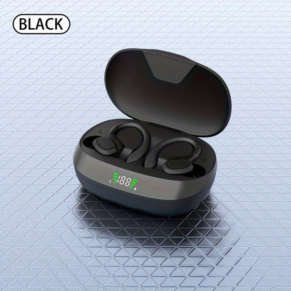 Wireless Earbuds Bluetooth 5.4 Open-Ear Sport Hooks with 24-Hour Playtime and LED Case for Running