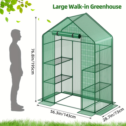 Three- or Four-Tier Portable Garden Greenhouse with Iron Frame and PE Cover in Six Configurations