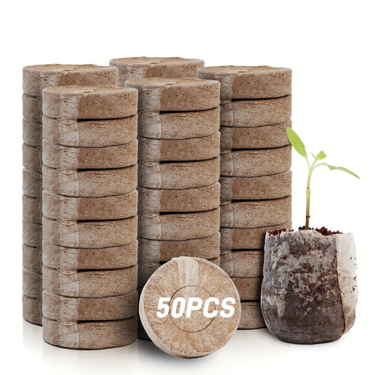 Peat Pellets Seed Starter 35mm Compressed | 50/100pcs Expandable Coir Discs for Seedlings Vegetables Flowers Herbs | Indoor Outdoor Seed Starting