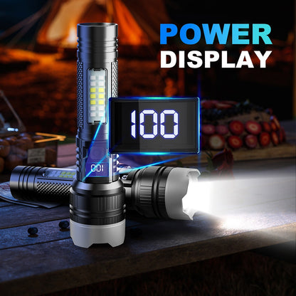 Flashlight 2000-Lumen 2-Pack with Five Modes, COB Side Light, Type-C Charging and Power Display