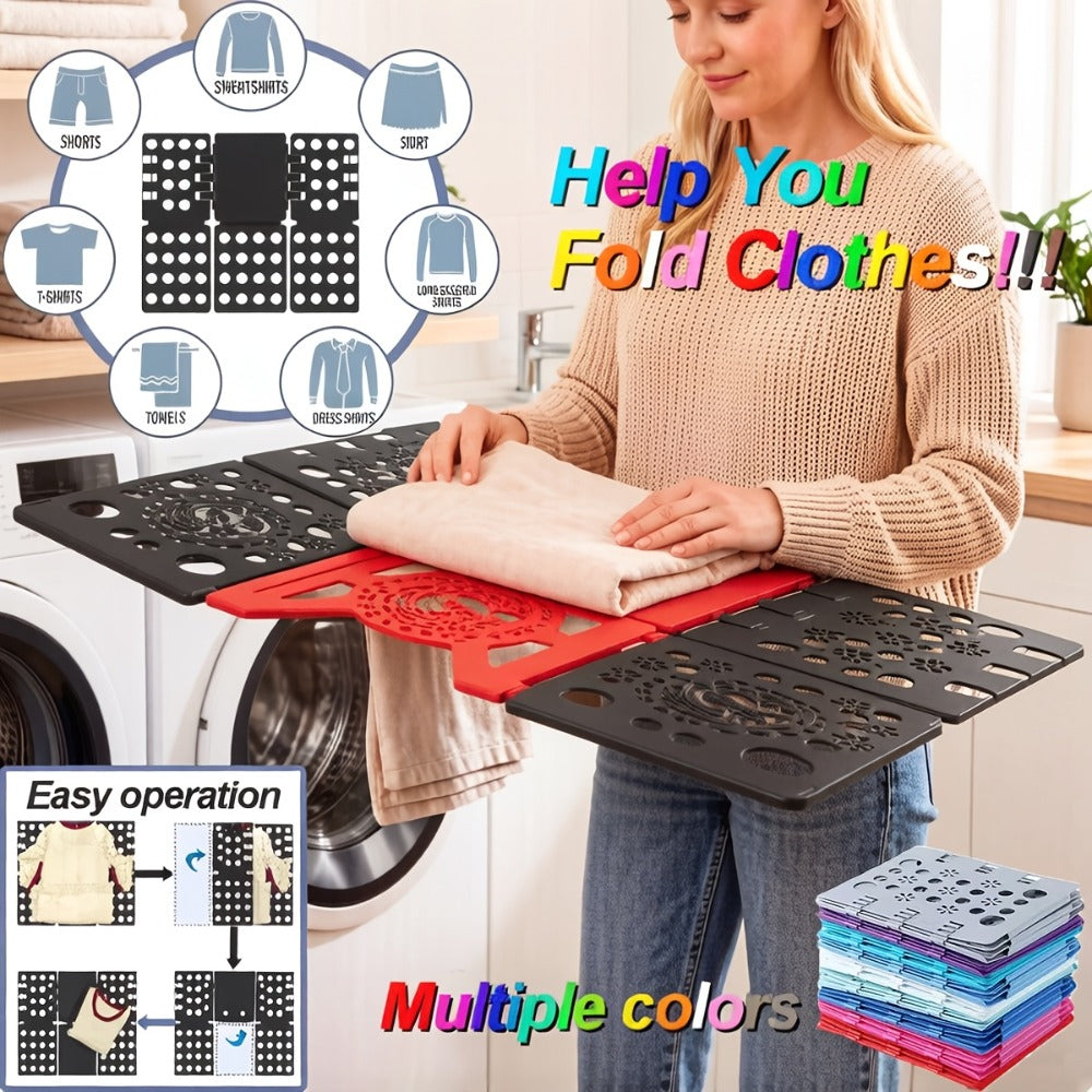 Clothes Folding Board Plastic Laundry Folder with Alignment Guide – Fast & Easy T-Shirt Folder, Ergonomic Closet Organizer for Neat Clothes Folding, Multi-Color, Laundry Room & Bedroom Accessory