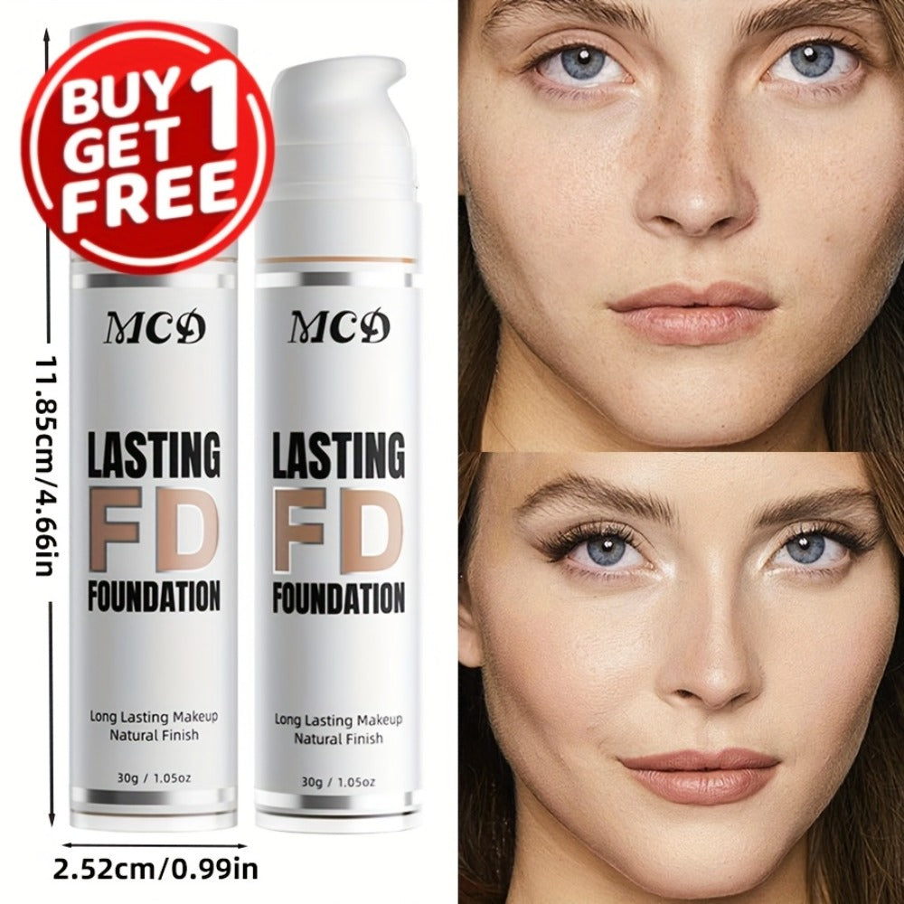 Liquid Foundation 2pcs Set Full Coverage Concealer Natural Finish Long Lasting Lightweight Breathable Face Makeup for All Skin Types Women 9 Shade Options