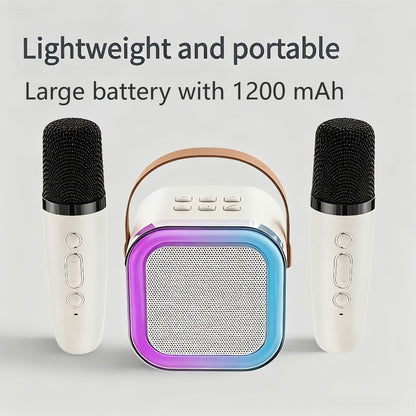 Portable Karaoke Speaker Set with Two Wireless Microphones and Three-Piece Checkout Bundle for Home Events