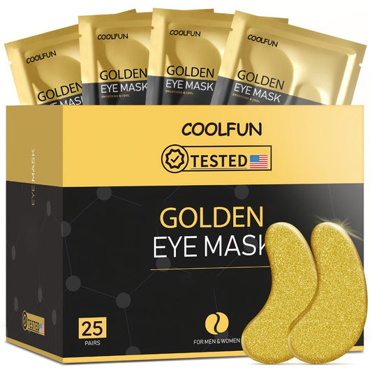 24K Gold Eye Patches 25 Pairs Collagen Under Eye Mask with Glycerin Hydrating Eye Pads for Dark Circles Puffiness Anti-Aging Eye Treatment for Men and Women All Skin Types Wedding Party Skincare