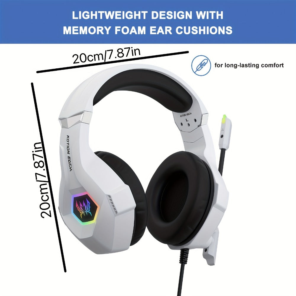 GS450 Gaming Headset Surround Stereo with LED Lights & Memory Earmuffs for Bedside Audio, Alarms and Room Entertainment