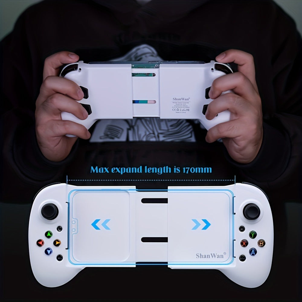 Wireless Mobile Gaming Controller Bluetooth 5.0 Retractable Gamepad – ShanWan Q13 for iPhone Android PC Steam, 25H Battery Type-C Charging, PUBG Fortnite Genshin Cloud Gaming Phone Controller Gift