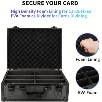 Two-Piece Hard Carrying Case Set for Trading Card Holders with Foam Dividers and Pictured Lock Hardware