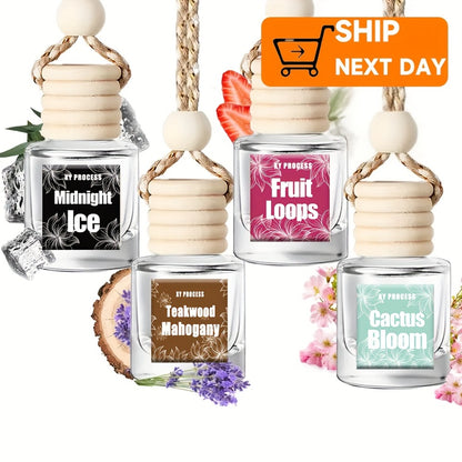 Car Air Freshener 4-Bottle Gift Set – Hanging Diffuser with 60-Day Lasting Fragrance, Multiple Scent Styles for Car Interior, Perfect Holiday Gift for Friends & Family