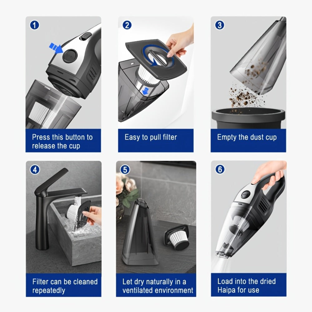 Handheld Vacuum Cleaner with 5KPa Suction, Rechargeable Battery, Crevice Tool and Six Color Bundles