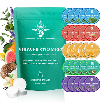 Shower Steamers Aromatherapy 20 Pack - Lavender & Fruit Essential Oil Shower Bombs for Relaxation, Stress Relief & Self Care, Unisex Spa Gift Set for Women Men, Birthday Christmas Mother's Day Gift