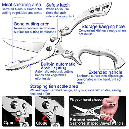 Chef Knife Set 8 PCS Professional Kitchen Knives - Stainless Steel Forged Blade, Boning Knife, Butcher Knife & Kitchen Scissors, Ultra-Sharp Full Tang Design