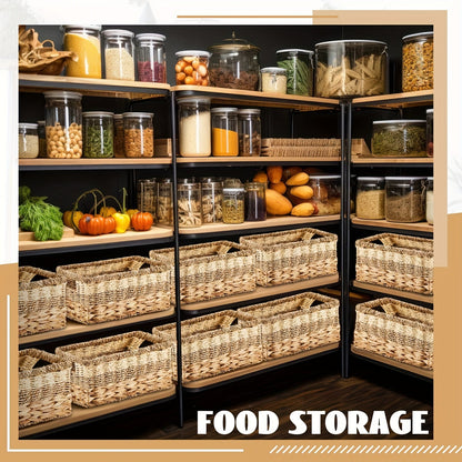 Water Hyacinth Wicker Storage Baskets Set of 4 with Handles, 12 x 8 x 6.3-Inch Shelf Organizers