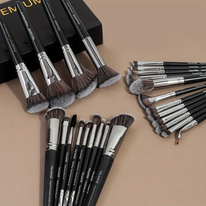 Makeup Brush Set, 25-Piece Synthetic Bristle and ABS Handle Collection with Face-Eye Brush Shapes and Gift Box