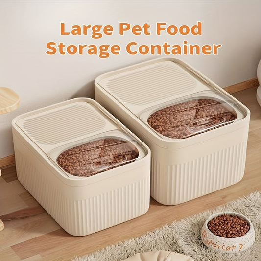 Airtight Pet Food Storage Container – Large Easy-Open Lid Leak-Proof Dry Food Dispenser for Dogs Cats & Small Animals, Home Kitchen & Travel, Beige