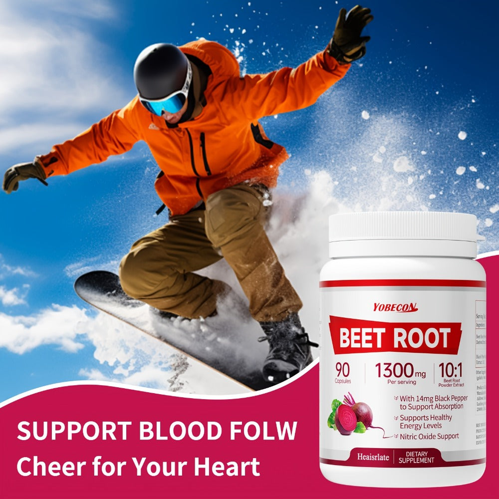 Dietary Supplement Beet Root 1300mg Vegetarian Capsules with One-, Two- or Three-Bottle Options