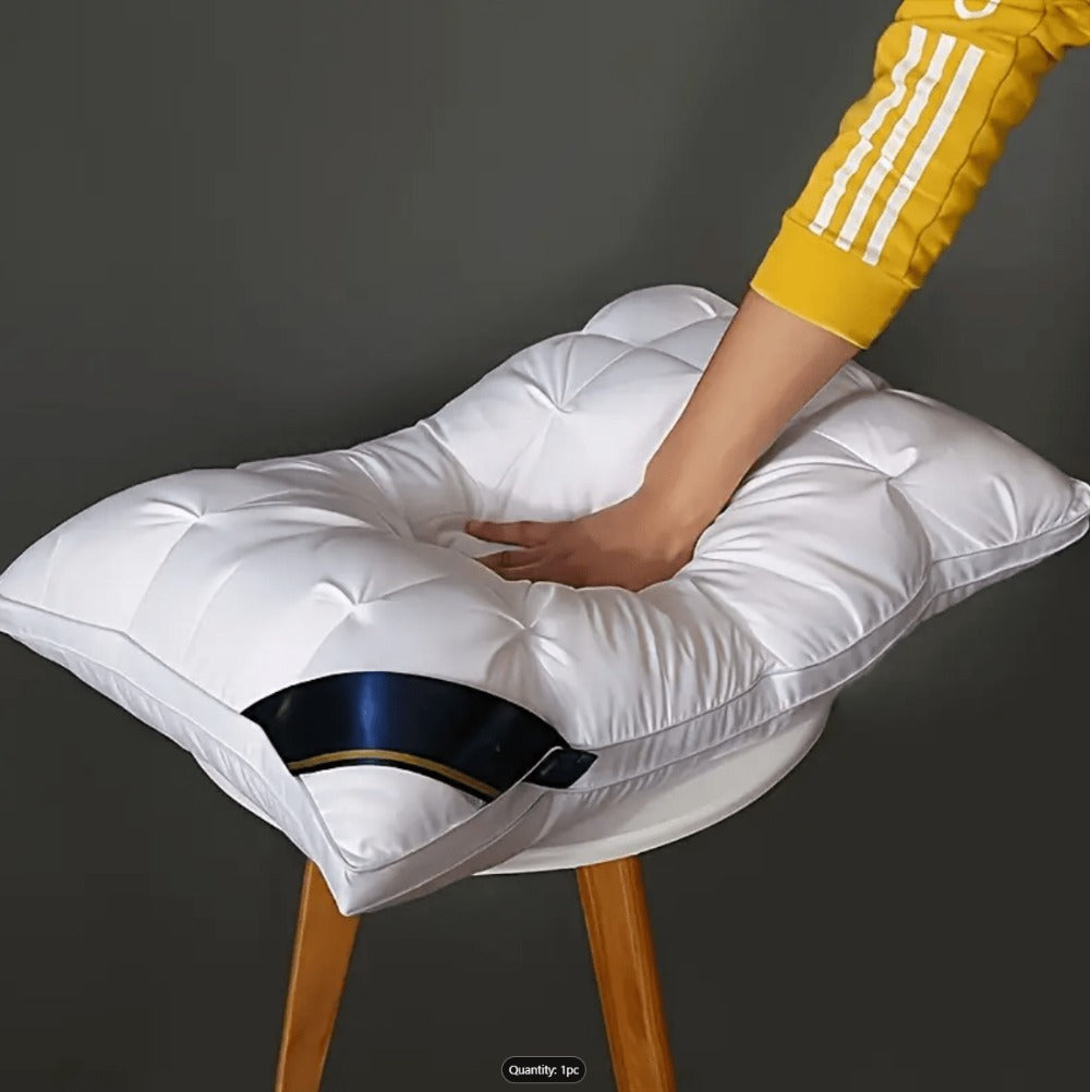 Soft Polyester Fiber Bed Pillow with Satin Cover and Zipper in White or Gray, One or Four-Pack Options