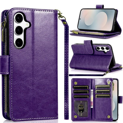 Phone Case Faux Leather Folio Wallet with Card Slots, ID Window and Zipper Pocket for Samsung Galaxy S25 FE