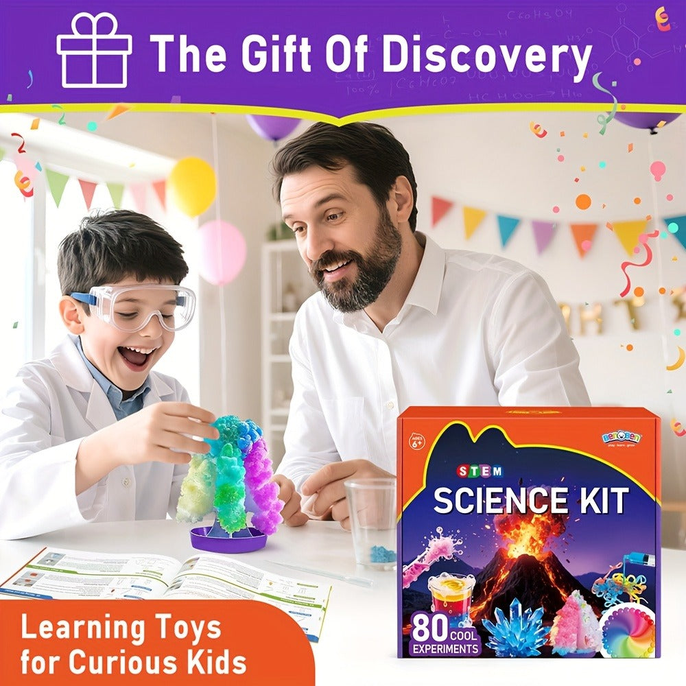 STEM Science Kit for Kids Ages 6-12 – 60 80 105 Lab Experiments, Chemistry Set with Crystal Growing & Chemical Reactions, Educational Science Toy Gift for Boys Girls 6 7 8 9 10 11 12 Year Old