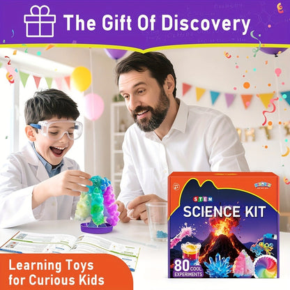 STEM Science Kit for Kids Ages 6-12 – 60 80 105 Lab Experiments, Chemistry Set with Crystal Growing & Chemical Reactions, Educational Science Toy Gift for Boys Girls 6 7 8 9 10 11 12 Year Old