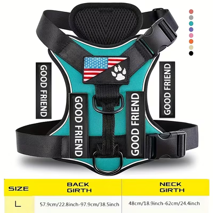 Five-Patch Dog Vest Harness in Black, Red, Rose Red, Grey or Green with XS-to-XL Sizes Pictured