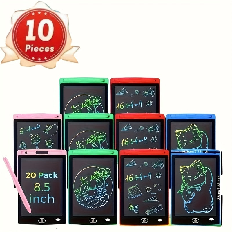 8.5-Inch LCD Drawing Tablets in 10- or 20-Piece Packs with Styluses and Multicolor Frames for Group Drawing