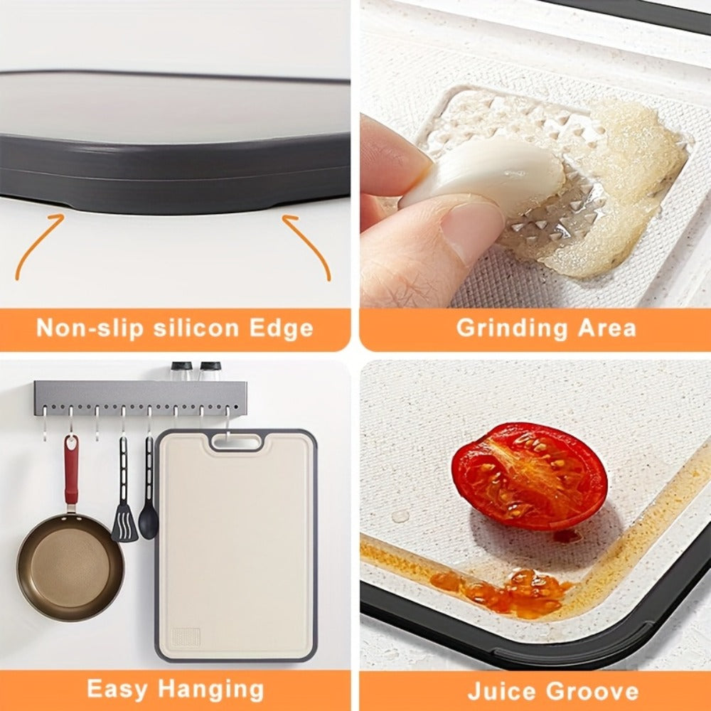 Large Cutting Board for Kitchen – Double Sided Food Grade Stainless Steel & Wheat Straw PP, Non-Slip, Easy to Clean, 16 x 11 Inch Heavy Duty Chopping Board