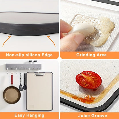 Large Cutting Board for Kitchen – Double Sided Food Grade Stainless Steel & Wheat Straw PP, Non-Slip, Easy to Clean, 16 x 11 Inch Heavy Duty Chopping Board
