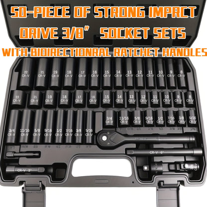 Ratchet Socket Wrench Set with Handle – 50/53/96/123/218/999PCS | 3/8" Drive CR-V Steel | Metric & Imperial Sizes | Car Maintenance, Boat & Home Repair Tool Kit for Mechanics
