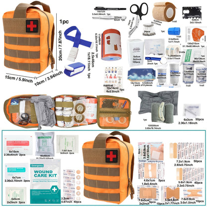 Tactical IFAK First Aid Kit Bag with Tourniquet Scissors Whistle, Portable Emergency Survival Kit for Outdoor Hiking Camping Hunting Car Boat, Multiple Sizes B373 B143 152