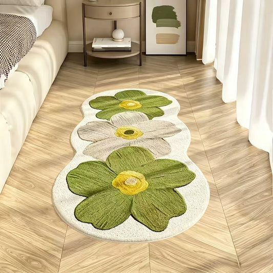 Area Rug, 10mm Polyester Imitation Cashmere Floral Floor Mat with Four Styles and Machine-Wash Care