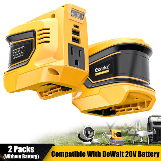 Battery Inverter for Dewalt 20V & 18V - 200W/350W/550W DC to AC 110V, USB, Type-C & AC Outlet, LED Work Light, Portable Power Supply for Camping, Outdoor & Emergency (Bare Tool)