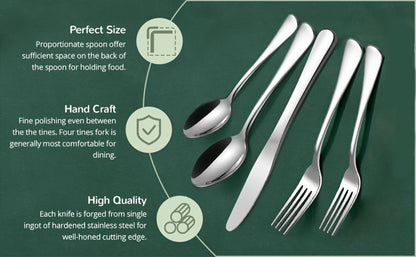 Large Flatware Set with 60-, 65- or 84-Piece Silver, Gold or Black Options and Chopstick Configurations