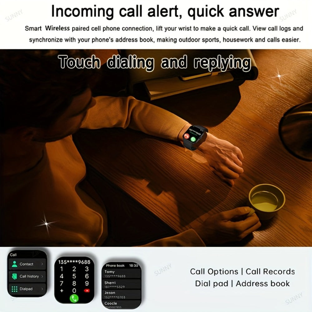 Smartwatch with Free Bonus Strap, 1.83" Full Touch Screen, Phone Answering & Message Notifications, Step & Calorie Pedometer, Multiple Exercise Modes, Weather Alerts, Heart Rate Monitor – Men & Women Android & iPhone