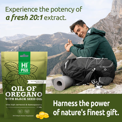 Oil of Oregano and Black Seed Oil Softgel Supplement in One 300-Count Resealable Pouch Package