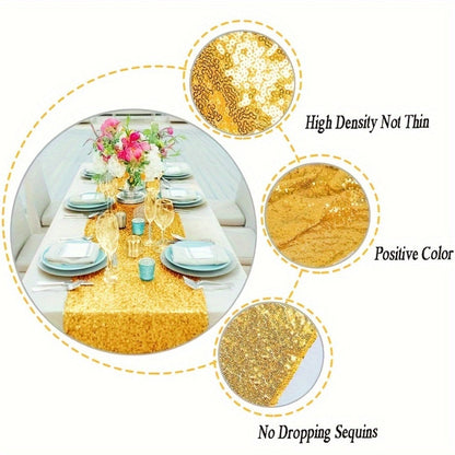 Golden Sequin Table Runner 12 Pack – Glitter Shimmer Table Runners for Wedding, Birthday, Party, Dinner, Holiday & Event Decor