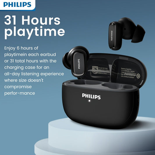 Wireless Earbuds Philips TAT2569 with Active Noise Reduction, Dual Mics and 18-Hour Playtime