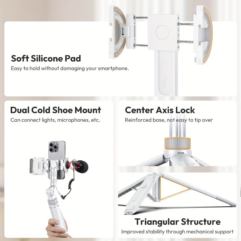 TT88 57-Inch Overhead Phone Tripod and Selfie Stick with Magnetic Clip, Dual Cold Shoes and Two Colors