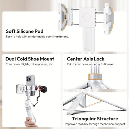 TT88 57-Inch Overhead Phone Tripod and Selfie Stick with Magnetic Clip, Dual Cold Shoes and Two Colors