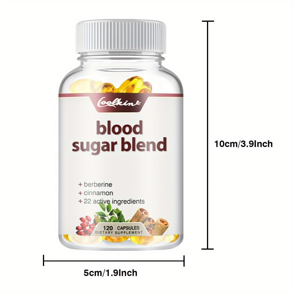 Blood Sugar Blend 120 Capsules – Berberine HCL, Cinnamon, CoQ10, Turmeric & Alpha Lipoic Acid – Natural Formula to Support Healthy Blood Sugar Levels – Daily Wellness Supplement