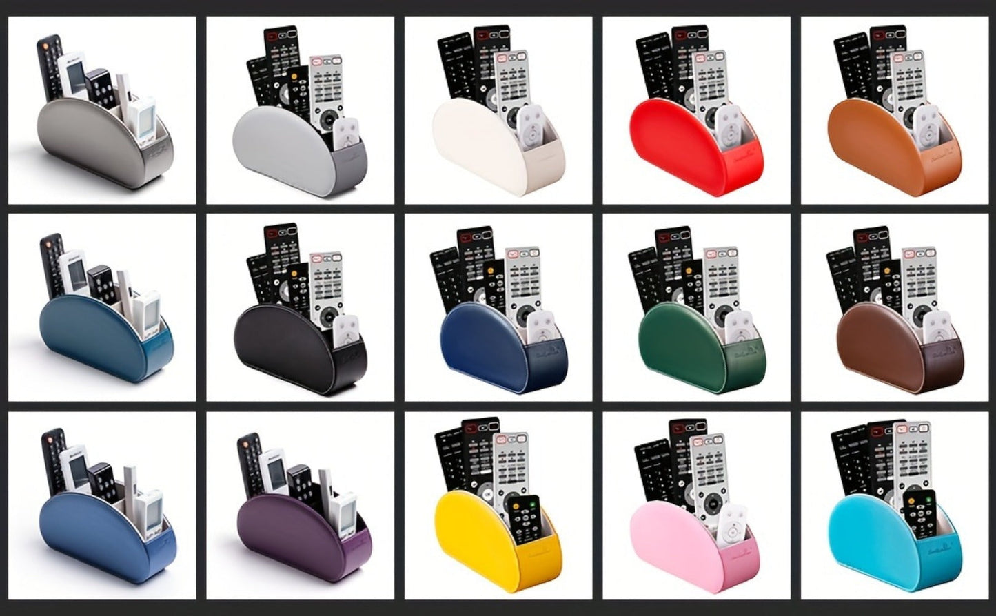 Five-Compartment PU Leather Remote Control and Desk Organizer Caddy with Nine Color and Print Options