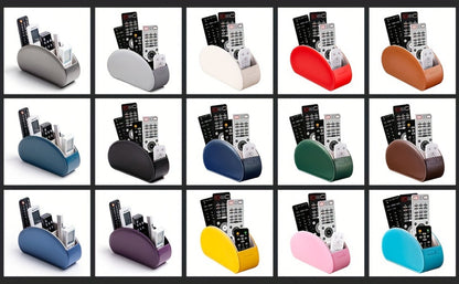 Five-Compartment PU Leather Remote Control and Desk Organizer Caddy with Nine Color and Print Options