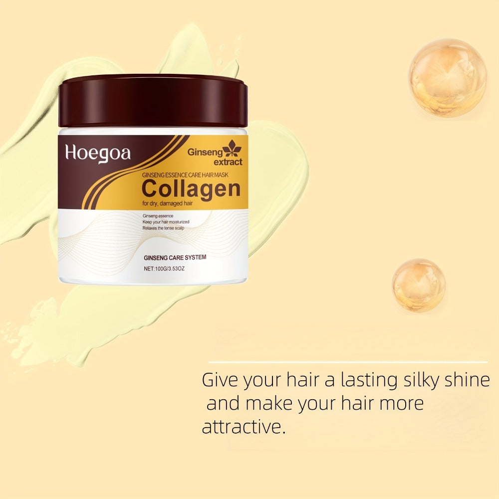 Three-Piece HOGOGO Collagen Hair Care Set with Jar and Pump Containers in a Gold Gift Box Presentation