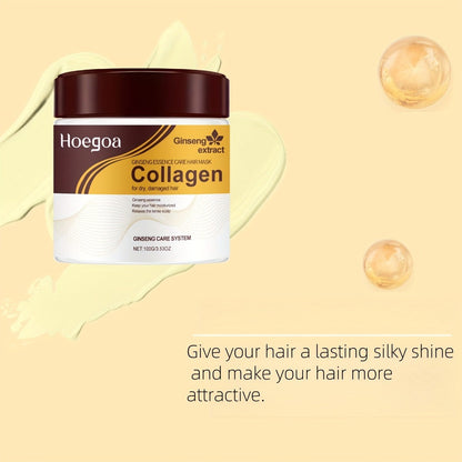Three-Piece HOGOGO Collagen Hair Care Set with Jar and Pump Containers in a Gold Gift Box Presentation