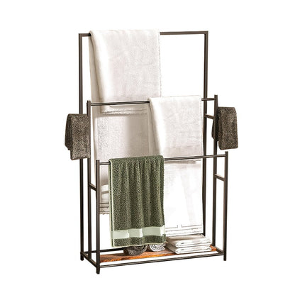 Three-Tier Freestanding Towel Rack in Small or 47-Inch Black Floor-Standing Configurations