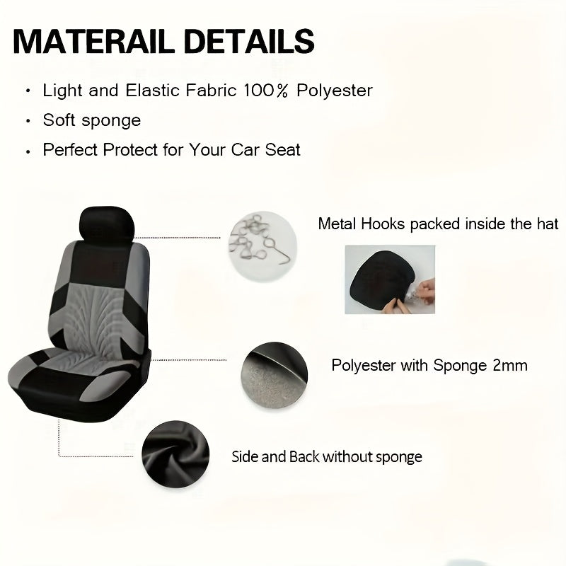 Car Seat Covers 5-Seat Tire-Track Full-Enclosure Design in Breathable Polyester and Eighteen Colors