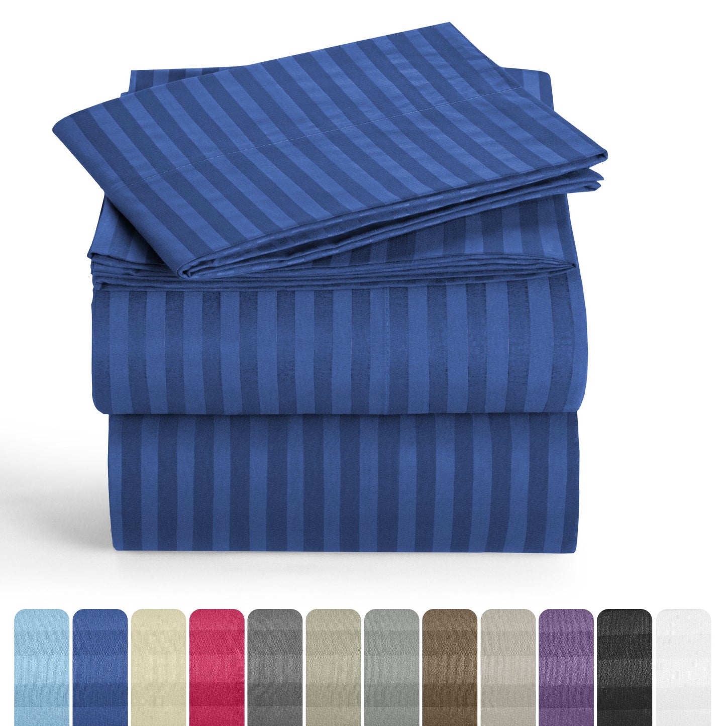Striped Microfiber Sheet Set with 3- or 4-Piece Packages, 11 Colors and Six Bed Size Options