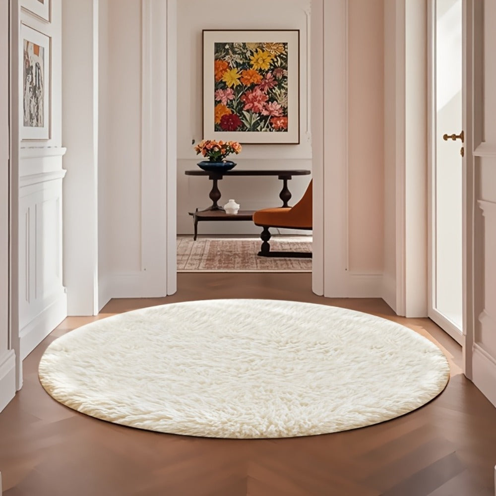 Area Rug Fluffy Faux-Fur Shag in Solid, Tie-Dye and Ombre Colors with Six Retained Room Sizes
