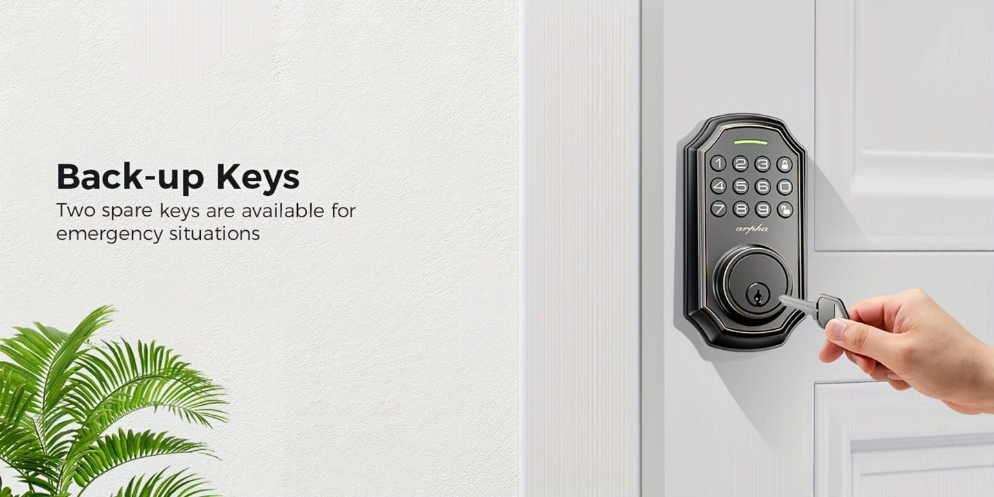 100 Code Keypad Door Lock Smart Keyless Entry Deadbolt – Anti-Peep Password, One-Touch Auto Lock, Fingerprint & WiFi Options, Zinc Alloy Front Door Lock, Easy Install, Low Battery Alarm, Black Silver
