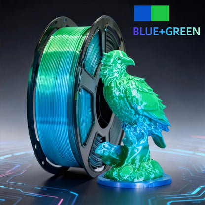 Dual Color PLA Filament 1.75mm 250g Vacuum Packed – Neatly Wound High Precision ±0.02mm Smooth Printing Two-Tone Gradient 3D Printer Filament | Dual Color PLA Spool for FDM 3D Printers Hobby Makers