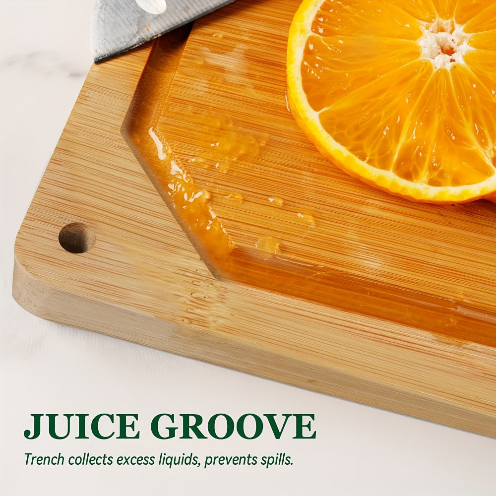 Cutting Board with Juice Groove, Chopping Board & Cheese Platter for Meat, Cheese, Bread, Vegetables & Fruits